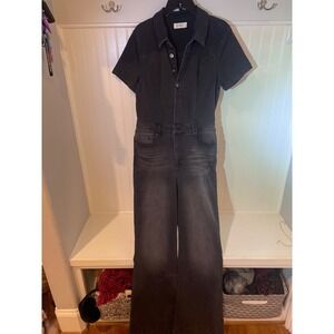Jessica Simpson Black‎ Denim Short Sleeve Wide Leg Jumpsuit Women's Size 34